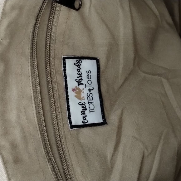 Camel Threads Tote bag blue and cream double strap lined with pockets - Picture 9 of 11